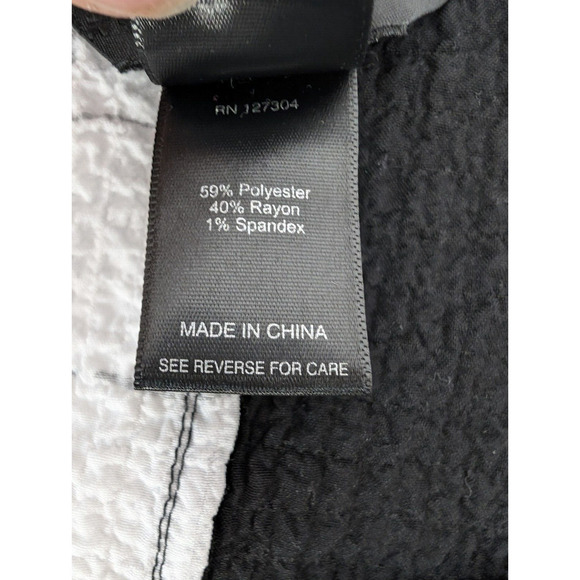 Ali Miles 1X Crinkle Tunic Top Blouse Black White Plaid Button Detail Lagenlook - Picture 7 of 10